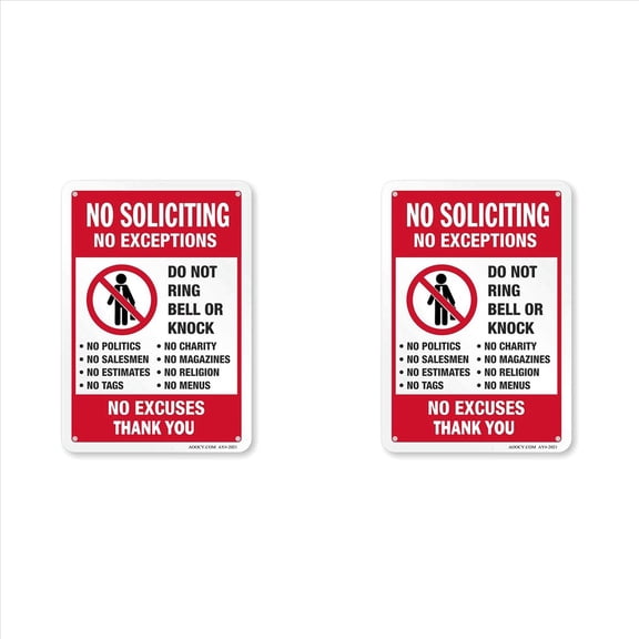 Rollbacks & More 2X No Soliciting Sign, Funny Decor for House Door Office Business Yard,Metal Aluminum Rust Free, Excuses