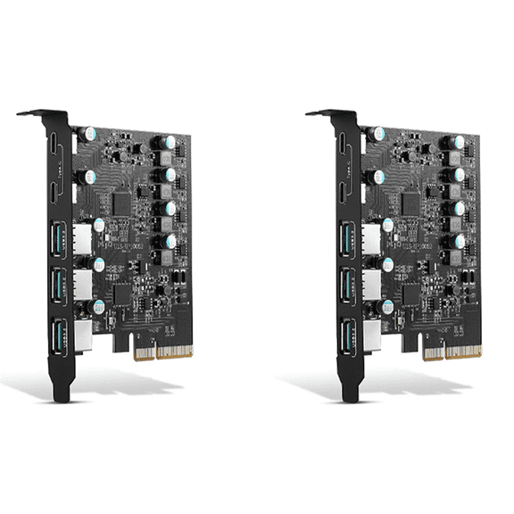 Rollbacks & More 2X PCIe to USB 3.2 Gen 2 Card with 10Gbps Bandwidth 5-Port (3X USB-A -2X USB-C) Converter PCIE Splitter for 10/8