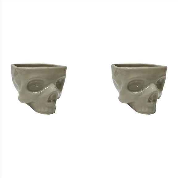 Rollbacks & More 2X Retro Tabletop Decor Porcelain Gothic Skull Pasta Bowl Halloween Tableware Bar Food Noodle Salad Candy Ceramic S
