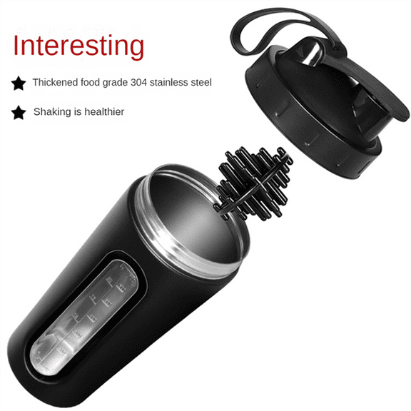 Rollbacks & More 2X Shaker Bottles for Protein Mixes Stainless Steel Not Stays Cold/Hot,Visible Window Metal Cups-B