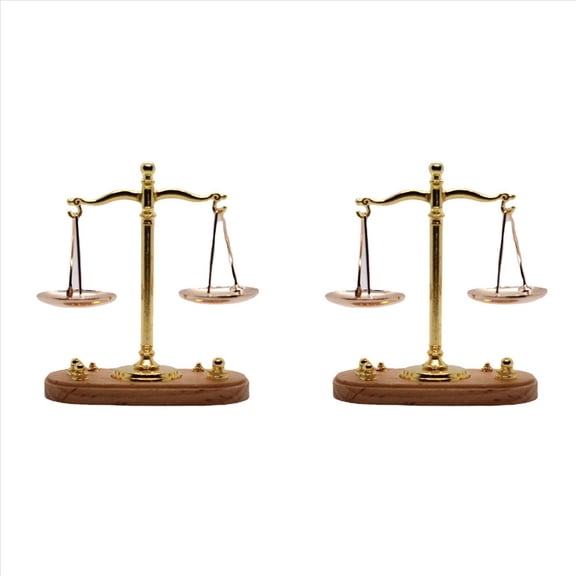 Rollbacks & More 2X Vintage Balance Scales Ornament Miniature Accessories Metal Antique Justice Scale Model Home Office