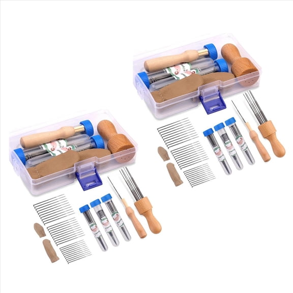 Rollbacks & More 2X Wool Felting Needle Tools, Tool Kit with 3 Sizes Needles and 1/8 Wooden Handle for