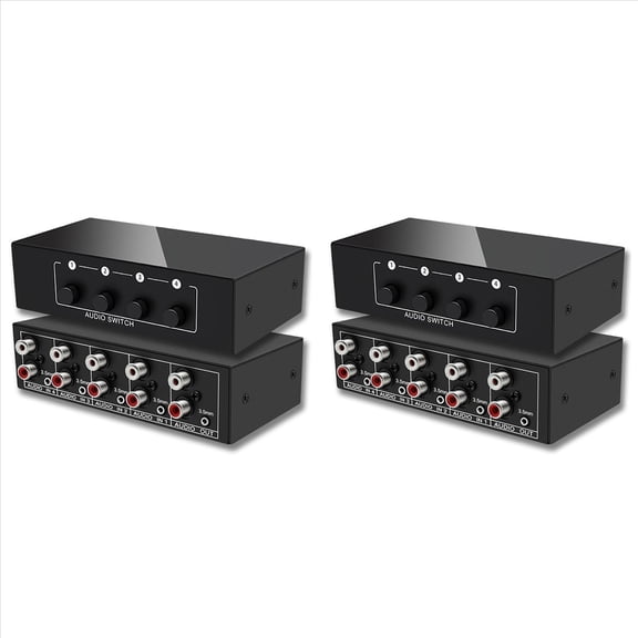 Rollbacks & More 2pcs 3.5mm Aux + L/R Bi-Directional Stereo Audio Switch 4 in 1 Out A/B Analog Switcher