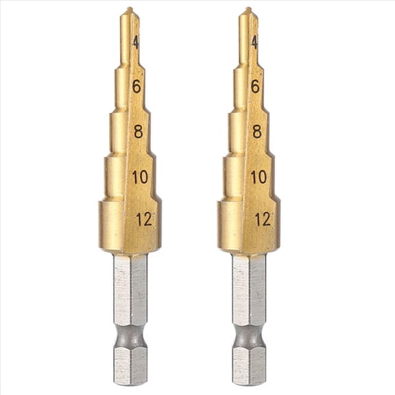Rollbacks & More 2pcs 4-12mm HSS Straight Groove Step Drill Bit Wood Metal Hole Cutter Core Pagoda