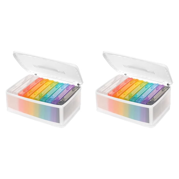 Rollbacks & More 2pcs 4x6 Inch Photo Storage Boxes Case with Handle, 10 Inner Plastic Keeper, Scrapbook Organiser Box