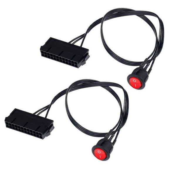 Rollbacks & More 2pcs 50cm Cable Copper Tin Wire 24-Pin Female ATX PSU PC Power Supply Tester Up Jumper with ON/OFF Switch