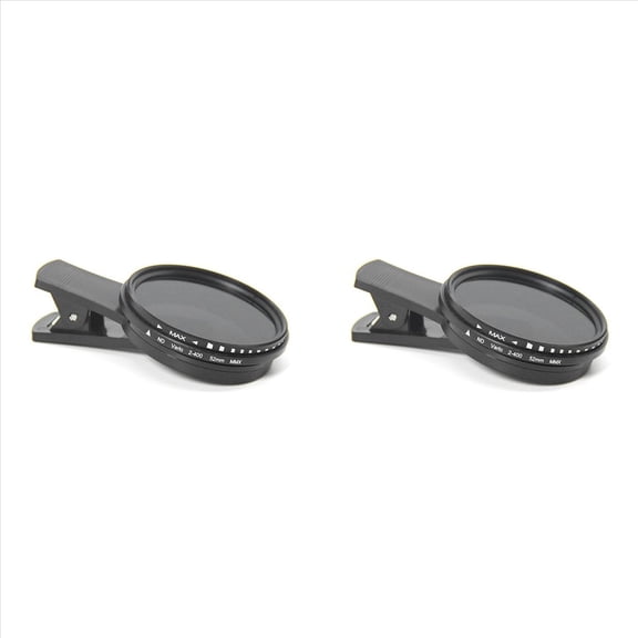 Rollbacks & More 2pcs 52mm Phone ND Filter ND2 to ND400 Clip-on Variable Neutral Density for Mobile Smart Camera