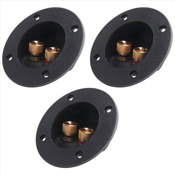 Rollbacks & More 3 Pcs DIY Home Car Stereo 2-Way Speaker Box Terminal Binding Post Round Spring Cup Connectors Subwoofer Plugs (Black)