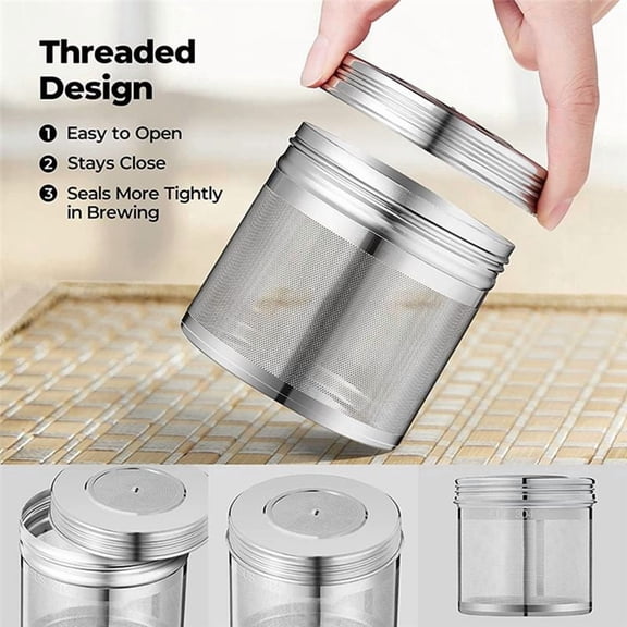 Rollbacks & More 3 Pcs Large Tea Ball Infuser for Loose Leaf & Spice Cooking, Threaded Lid, Extra Fine Mesh Strainer