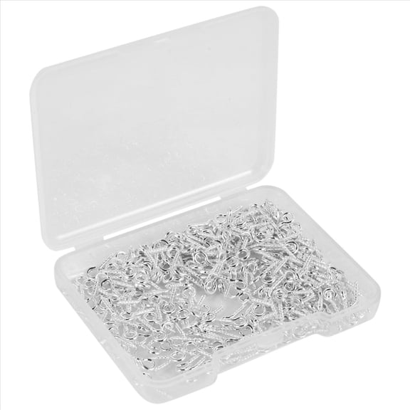 Rollbacks & More 300 Pcs Multipurpose Eye Bolts Hook Screw Nails Pin Bail for DIY Jewelry Making Accessories Silver