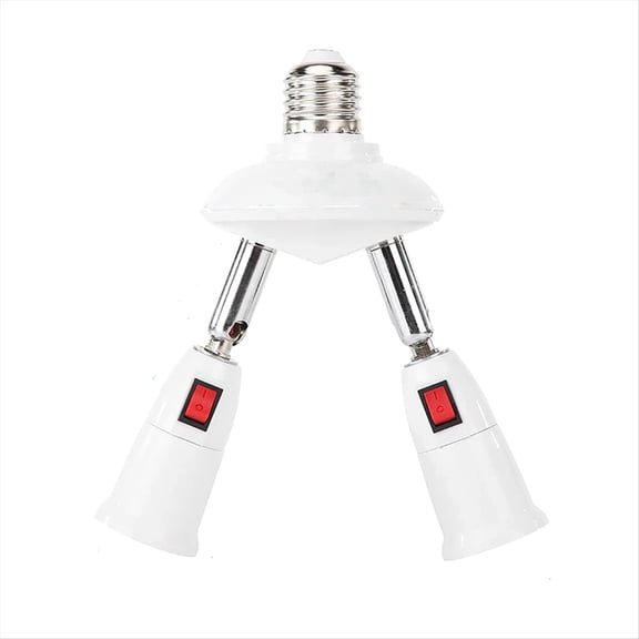 Rollbacks & More 360 Degree Adjustable - 2 in 1 E27 Splitter Socket Adapter. Standard LED Bulb Adapter