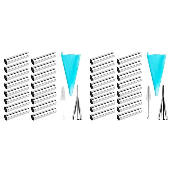 Rollbacks & More 38PCS Cannoli Tubes Forms Set Stainless Steel Non-Stick Cream Horn Danish Pastry Mold for Shell Roll