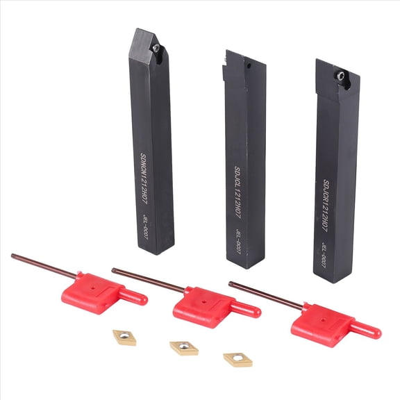 Rollbacks & More 3Pcs 1/2 inch CNC Lathe Carbide Turning Tools Indexable Holder Set SDNCN1212H07 + SDJCL1212H07 SDJCR1212H07+3Pcs DCMT070204 Insert