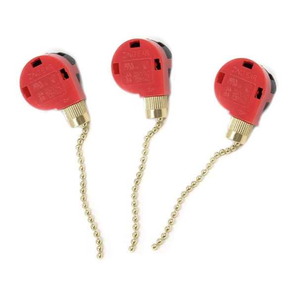 Rollbacks & More 3Pcs Ceiling Fan Switch 3 Speed 4 Wire ZE-268S1 Pull Chain Replacement Control Chandelier