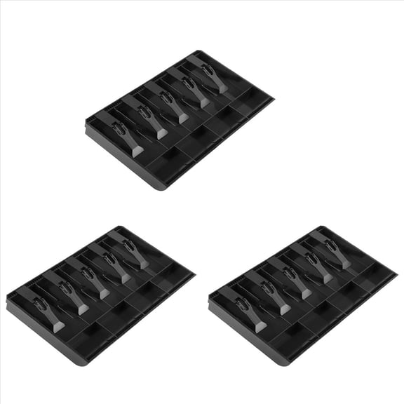 Rollbacks & More 3X Cash Tray Register Drawer Insert Tray,5 Bill & 4 Coin Compartments, ABS Money Storage Case
