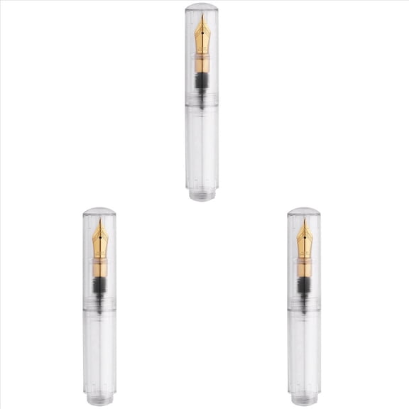 Rollbacks & More 3X Mini Pocket-Size Eyedropper Fountain Pen Writing Ink F Nib Portable Pocket Transparent