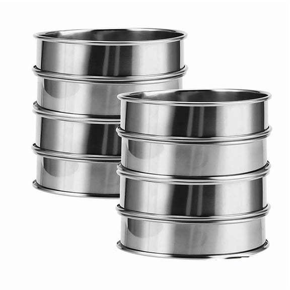 Rollbacks & More 4 Inch Muffin Rings Crumpet Rings, 8Pcs Stainless Steel Molds Double Rolled Tart Round Ring