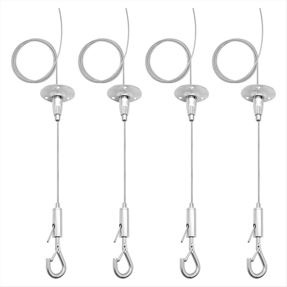 Rollbacks & More 4 Pack 6ft Ceiling Sign Hanger Wire Kit, 2m Adjustable Suspension Hanging Cable with Hook Wall Mount