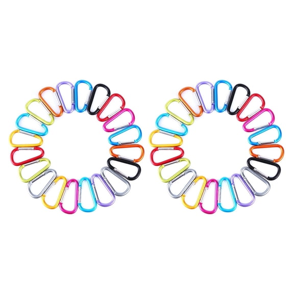 Rollbacks & More 40Pcs D-Ring Locking Carabiner Keychain Spring Clip Lock Hook Outdoor Camping Equipmengt