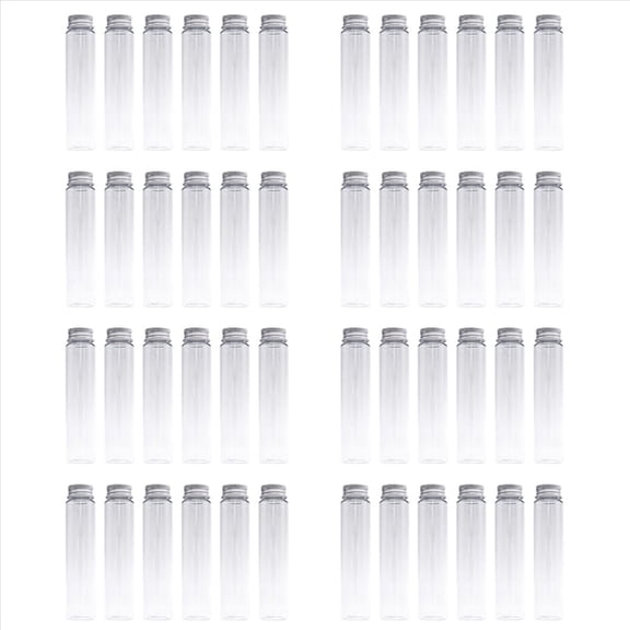 Rollbacks & More 48 Pcs 110ml Test Tubes,Clear Plastic Tubes with Caps,Flat-Bottomed Bath Salt Containers for Candy,Gumball Candy
