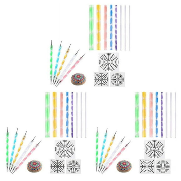 Rollbacks & More 48 Pcs Mandala Dotting Tools for Painting Rocks Stencils Kit Ball Stylus Clay Sculpting Carving