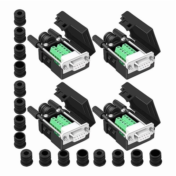 Rollbacks & More 4PCS DB9 Female Breakout Connector,DB9 Solderless RS232 D-SUB Serial To 9-Pin Port Terminal Adapter Connector