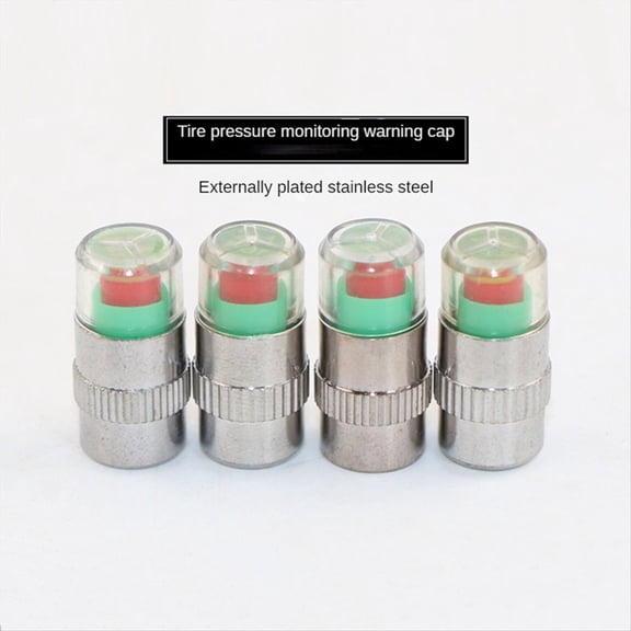 Rollbacks & More 4Pc Car Tire Pressure Indicator Gauge Alert Monitoring Valve Cap Sensor External Detection