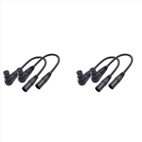 Rollbacks & More 4Pcs 3 Pin XLR Right Angle Male to Female Plug Microphone Audio Cable 90 Degree Straight