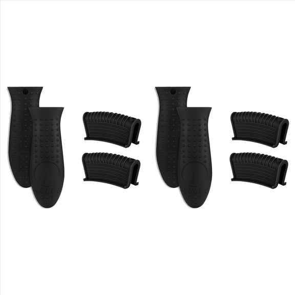 Rollbacks & More 4X Cast Iron Skillet Handle Covers Set Non-Slip Silicone Pot Holder for Pans Griddles Cookware Black