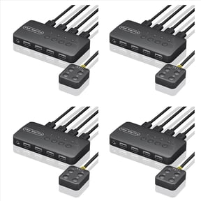 Rollbacks & More 4X KVM Switch USB Shared Controller Adapter 4 Inputs Outputs for Laptop Computer Printer Keyboard Mouse Monitor