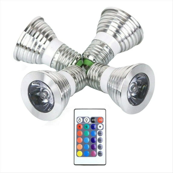 Rollbacks & More 4pcs E27 Bulbs and 1remote Control with Memory Function 17colors Changeable Spot Ligh 4dynamic Lighting Modes Spotlight