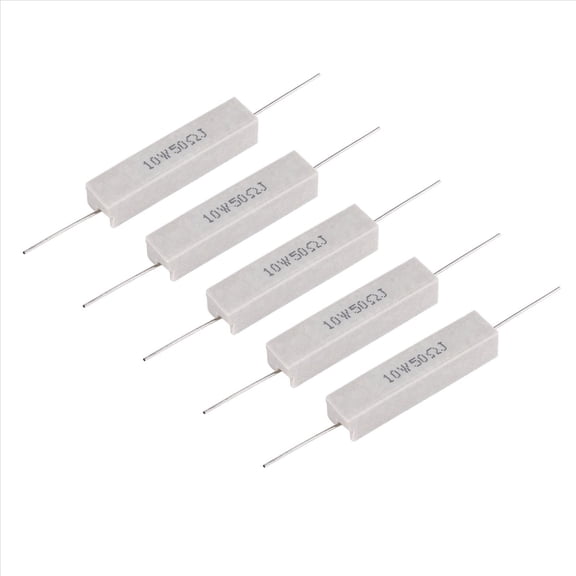 Rollbacks & More 5 Pcs 10W 50 Ohm 5% Ceramic Cement Power Resistor 10 Watt