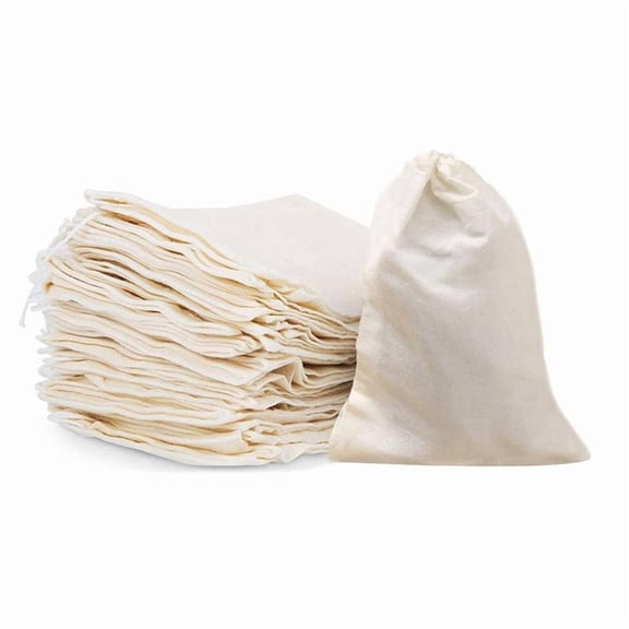 Rollbacks & More 50 Pcs 4 x 6 Inches Cotton Muslin Bags, Reusable Drawstring Bags for Tea, Cheesecloth Sachet Party,Home Storage