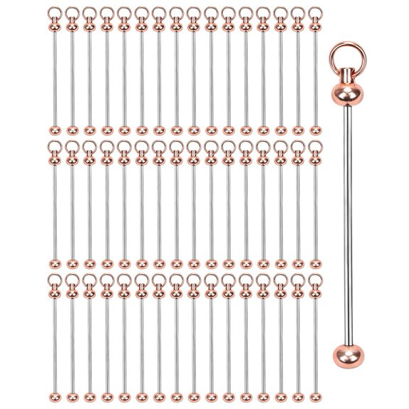 Rollbacks & More 50pcs Blank Beadable Keychain Bars,DIY Bead Bar Charms Key Chain Making Accessories for Craft Project Pendant