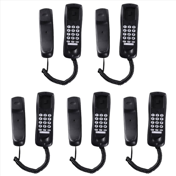 Rollbacks & More 5X Wall Phone, Wired Landline Home Small Extension, Up Black