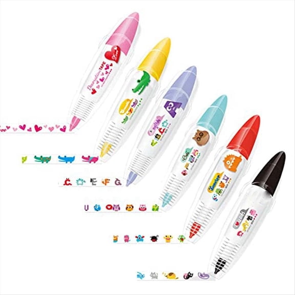 Rollbacks & More 6PCS DIY Cute Animals Type Decorative Pen - Lace Decoration Tape Pen, Kawaii Masking
