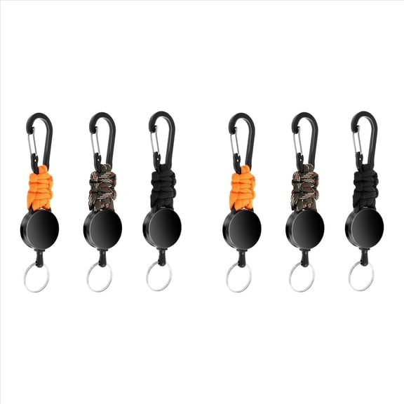 Rollbacks & More 6Pack Retractable Keychain Heavy Duty Lanyard Badge Holder Clip Key Ring