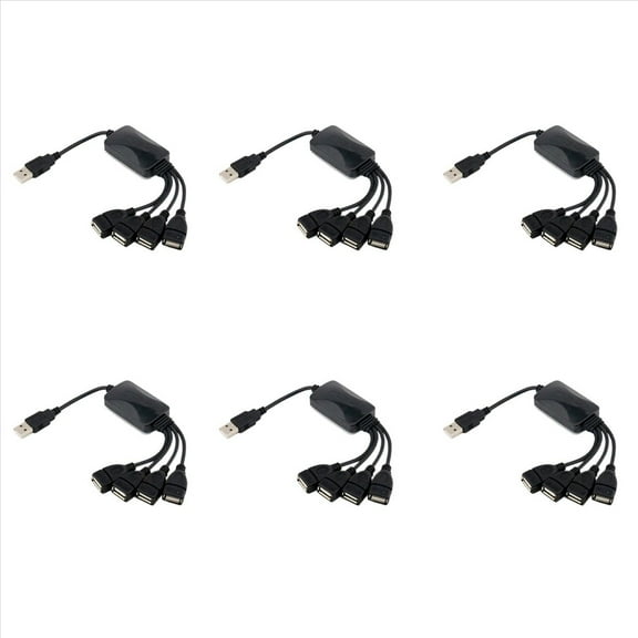Rollbacks & More 6X 1 Male to 4 Female USB HUB Splitter Extend Cable 2.0 Extension Data Power Adapter Socket Converter