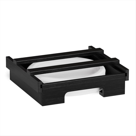 Rollbacks & More 9/10-Inch Bamboo Paper Plate Dispenser - Under Cabinet & Countertop Holder for Kitchen Caddys Plates Universal B