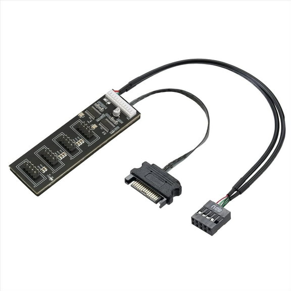Rollbacks & More 9Pin USB Header Splitter with Power Cable, Internal Hub Extension 2.0 Connector for Motherboard
