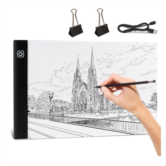 Rollbacks & More A4 LED Light Board, 3 Level Dimmable Brightness USB Power Crafts Table for Tracing, Drawing Sketch Pad