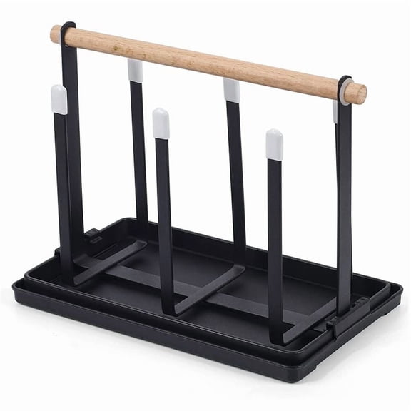 Rollbacks & More Bottle Holder,Dish Drainer Bottles,6 Stand, Metal Cup Holder with Drip Tray and Dryer for Bottles Cups