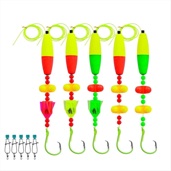 Rollbacks & More Catfish Float Rigs - Fishing Tackle with Rattler, 5pcs for Fishing, 6/0 Circle Hooks