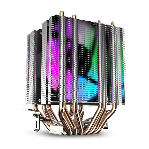 Rollbacks & More Cpu Air Cooler 6 Heat Pipes Twin-Tower Heatsink With 90Mm Rainbow Led Fans For 775/1150/1155/1156/1366