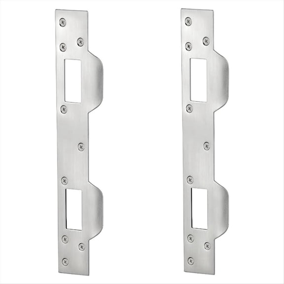 Rollbacks & More Door Strike Plate Double Holes, Heavy-Duty Latch Reinforcement for Handle and Deadbolt (2Pcs, Silver)