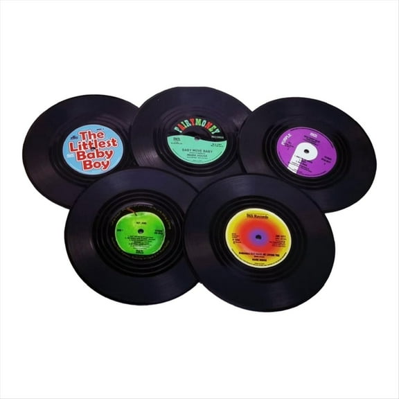 Rollbacks & More Drink Coasters Set of 6 Vintage CD Vinyl Records for Music Lovers, Housewarming Hostess Gifts Style 1