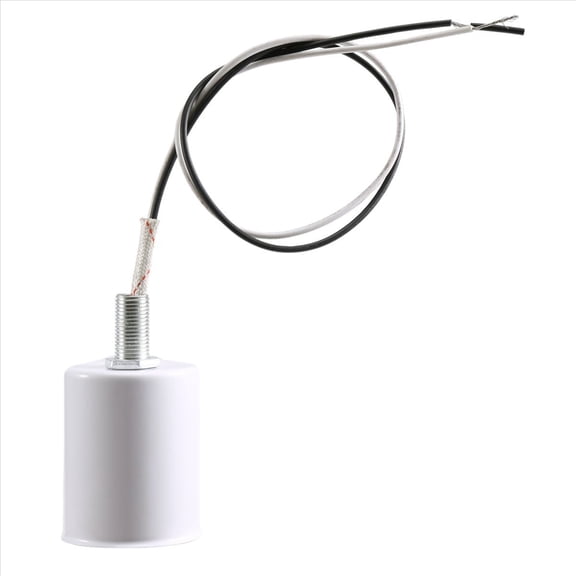 Rollbacks & More E27 Ceramic Screw Base Round LED Light Bulb Lamp Socket Holder Adapter metal With Wire White