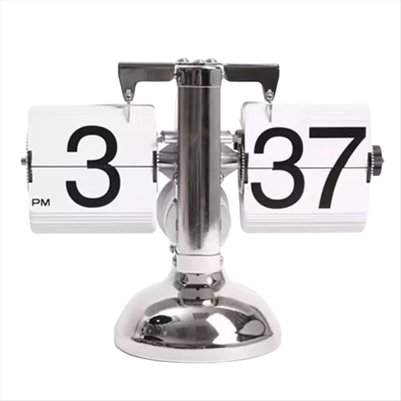 Rollbacks & More Flip Digital Clock -Small Scale Table Retro Internal Gear Operated Quartz One Leg Home