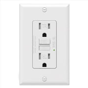 Rollbacks & More GFCI Outlet 15 Amp, Self-Test GFI Electrical Outlet, Tamper Receptacle with Wall Plate White