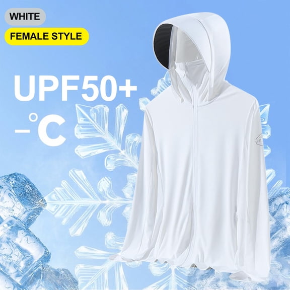 GaThRRgYP Basic Womens Full-Zip Hoodie,Woman Casual Solid Sports Hooded Long Sleeve Zipper Sun-proof High Elastic White L